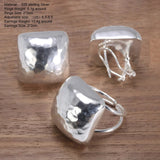 2022 Trendy Jewelry 925 Sterling Silver Chunky Rings Earrings Set For Women Hammered Exaggerated Square Ring Opening Type