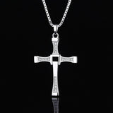 Fast and Furious Cross Pendant Necklace for Men S925 Sterling Silver Inlaid Zircon Rotatable Fashion Punk Rock Style