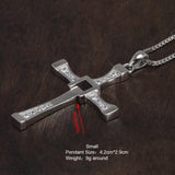 Fast and Furious Cross Pendant Necklace for Men S925 Sterling Silver Inlaid Zircon Rotatable Fashion Punk Rock Style