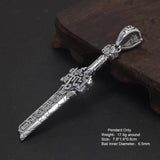 S925 Sterling Silver Broken Sword Pendant Necklace Antique Retro Punk Viking Jewelry Gift