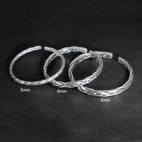 Heavy Solid 999 Pure Silver Twisted Bangles For Men Women Handcrafted Viking Armband Man Cuff Bangles