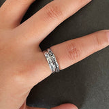 Tibetan Buddha Jewelry 925 Sterling Silver Tail Rings For Women Men Lovers Simple Six Words Om Mani Padme Hum Adjustable Size