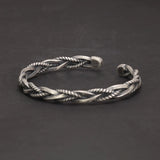 925 Sterling Silver Twisted Woven Bracelet Bangle Cuff Man Women Handmade Exquisite Unique Opening Viking Jewelry Gift