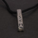 Vintage 925 Sterling Silver Nordic Viking Rune Month Necklace for Men Women 60cm Adjustable Rope String