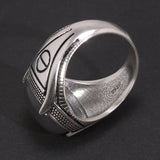 Guaranteed S925 Silver Turkish Wedding Rings for Men with Oval Original Agate Stone Antique Punk Male Jewelry