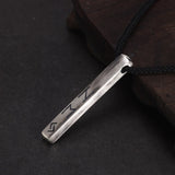 Vintage 925 Sterling Silver Nordic Viking Rune Month Necklace for Men Women 60cm Adjustable Rope String