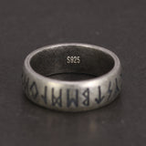 Viking Rune Band Ring Sterling Silver 925 Elder Futhark Nordic Celtic Wedding Norse Scandinavian Jewelry Gift for Men and Women