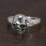 S925 Sterling Silver Vintage Skeleton Ring for Men Skull Punk Hip Hop Rock Ring Retro Simple Style Jewelry