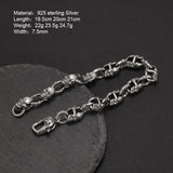 Real 925 Sterling Silver Skull Chain Bracelet for Men and Women Gothic Domineering Street Rock Jewelry Gift