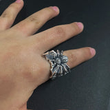 S925 Sterling Silver Animal Spider Ring Retro Punk Exaggerated Wide Men's Rock Adjustable Biker Band Fine Jewelry Gift