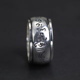 Real 990 Sterling Silver Mantra Rings Rotatable Shifting Lucky Tibetan Six Words Om Mani Padme Hum Buddha Ring For Men And Women