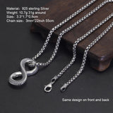 925 Sterling Silver Infinite Symbol Snake Pattern Pendant Necklace Personalized 8-Shaped Animal Fine Jewelry