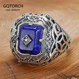 925 Sterling Silver Lapis Lazuli Ring for Women The Vampire Diaries Caroline Elena Daylight Hollow Flowers Rings Movie Jewelry