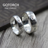 925 Sterling Silver Six Words Om Mani Padme Hum Rings For Couple Lovers Tibetan Shurangama Mantra Rings Buddhism Jewelry