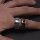 Real 925 Sterling Silver Rings For Men Spinner Rotatable Carving Taiji Bagua Yin Yang With Vintage Great Wall Pattern