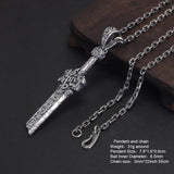 S925 Sterling Silver Broken Sword Pendant Necklace Antique Retro Punk Viking Jewelry Gift