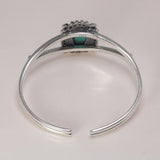 Real 925 Sterling Silver Bella Bangle Adjustable Open Cuff Bracelet With Natural Turquoise Stone Vintage Twilight Jewelry