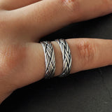 Viking Jewelry 925 Sterling Silver Braided Ring For Men And Women Couple Wedding Bands for Lovers