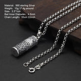 Sterling Silver 999 Vajra Pestle Amulet Charm Om Mani Padme Hum Pendant Necklace Openable Gawu Box Buddhist Jewelry