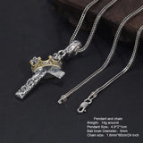 925 Sterling Silver Jesus Cross Pendant Necklace Flower Carving Gold Crown Hip Hop Retro Skull Personalized Sweater Chain