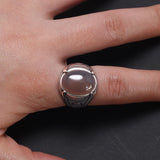 Guaranteed S925 Silver Turkish Wedding Rings for Men with Oval Original Agate Stone Antique Punk Male Jewelry