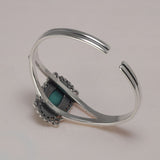 Real 925 Sterling Silver Bella Bangle Adjustable Open Cuff Bracelet With Natural Turquoise Stone Vintage Twilight Jewelry