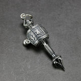 925 Sterling Silver Jewelry Prayer Wheel Mantra Pendant For Men Vajry Pestle Engraved Rotatable Tibetan Buddhist Jewelry