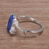 Real Pure 925 Sterling Silver Elena Rings for Women Natural Lapis Stone Vampire Diary Fine Jewelry Best Gift