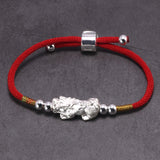 Lucky Red Rope Bracelets 999 Sterling Silver Pixiu Gold Color Tibetan Buddhist Knots Adjustable Charm Bracelet For Women Men