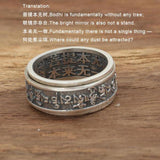 Real 925 Sterling Silver Vintage Rings For Men Rotatable Tibetan Six Words Mantra Rings Om Mani Padme Hum Buddhist Jewelry