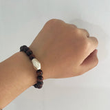 8mm Natural Stone Obsidian Tiger Eye Bracelet 999 Sterling Silver Irregular Shape Aerolite Charm Hand Beaded Feng Shui Bracelet