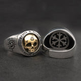 Real Pure 925 Sterling Silver Gothic Skeleton Rings for Men Hippop Street Culture Fine Jewelry