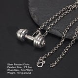 925 Sterling Silver Dumbbell Pendant Necklace For Fitness Enthusiasts Men and Women Rotatable Jewelry Best Gift