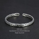 Heavy Solid 999 Pure Silver Twisted Bangles For Men Women Handcrafted Viking Armband Man Cuff Bangles