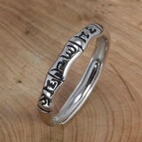 Tibetan Buddha Jewelry 925 Sterling Silver Tail Rings For Women Men Lovers Simple Six Words Om Mani Padme Hum Adjustable Size