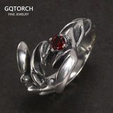 Solid 925 Sterling Silver Jewelry Mens Ring With Garnet Natural Stone Scorpion Male Openning Ring