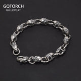 Real 925 Sterling Silver Skull Chain Bracelet for Men and Women Gothic Domineering Street Rock Jewelry Gift