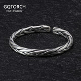Heavy Solid 999 Pure Silver Twisted Bangles For Men Women Handcrafted Viking Armband Man Cuff Bangles