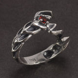 Solid 925 Sterling Silver Jewelry Mens Ring With Garnet Natural Stone Scorpion Male Openning Ring