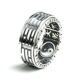 Real 925 Sterling Silver Rings For Men Spinner Rotatable Carving Taiji Bagua Yin Yang With Vintage Great Wall Pattern