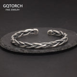 925 Sterling Silver Twisted Woven Bracelet Bangle Cuff Man Women Handmade Exquisite Unique Opening Viking Jewelry Gift