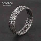 Viking Jewelry 925 Sterling Silver Braided Ring For Men And Women Couple Wedding Bands for Lovers