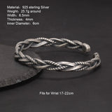 925 Sterling Silver Twisted Woven Bracelet Bangle Cuff Man Women Handmade Exquisite Unique Opening Viking Jewelry Gift