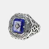 925 Sterling Silver Lapis Lazuli Ring for Women The Vampire Diaries Caroline Elena Daylight Hollow Flowers Rings Movie Jewelry