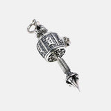 925 Sterling Silver Jewelry Prayer Wheel Mantra Pendant For Men Vajry Pestle Engraved Rotatable Tibetan Buddhist Jewelry