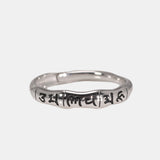 Tibetan Buddha Jewelry 925 Sterling Silver Tail Rings For Women Men Lovers Simple Six Words Om Mani Padme Hum Adjustable Size