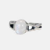 Real 925 Sterling Silver Bella Ring Adjustable Opening Natural Moonstone Vintage Twilight Jewelry