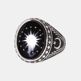 Original 925 Sterling Silver Turkish Rings for Men Muslim Signet Retro Design Star Moon Turkey Flag Jewelry Gift