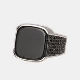 Guaranteed 925 Sterling Silver Rings Antique Turkish Ring Jewellery For Men With Square Black Natural Stones Simple Design