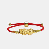 Lucky Red Rope Bracelets 999 Sterling Silver Pixiu Gold Color Tibetan Buddhist Knots Adjustable Charm Bracelet For Women Men